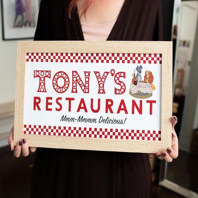 Disney Lady and the Tramp Tony's Restaurant Wood Framed Wall Art Decor Image 1