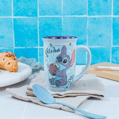 Disney Lilo & Stitch "Aloha" Wide Rim Ceramic Latte Mug  Holds 16 Ounces Image 3