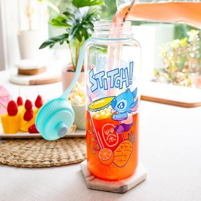 Disney Lilo & Stitch Bubble Tea Water Bottle With Sports Cap  Holds 34 Ounces Image 3