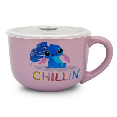 Disney Lilo & Stitch "Chillin" Ceramic Soup Mug With Vented Lid  Holds 24 Ounces Image 1
