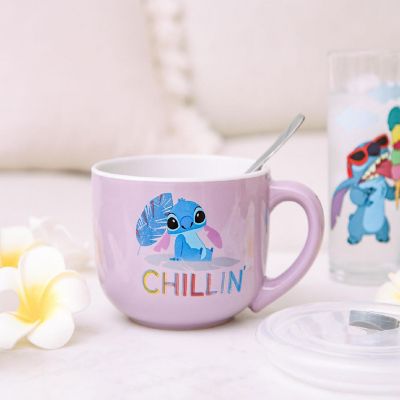 Disney Lilo & Stitch "Chillin" Ceramic Soup Mug With Vented Lid  Holds 24 Ounces Image 2