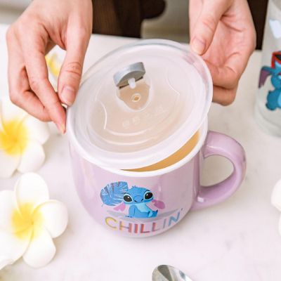 Disney Lilo & Stitch "Chillin" Ceramic Soup Mug With Vented Lid  Holds 24 Ounces Image 3