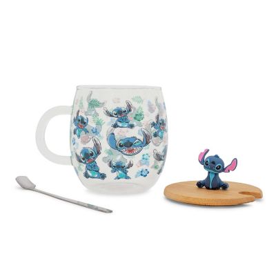 Disney Lilo & Stitch Expressions Glass Mug With Lid and Spoon  Holds 17 Ounces Image 3