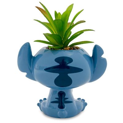 Disney Lilo & Stitch Full Body 5-Inch Ceramic Planter with Artificial Succulent Image 1