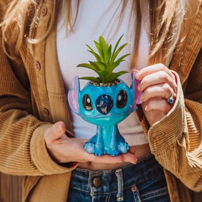 Disney Lilo & Stitch Full Body 5-Inch Ceramic Planter with Artificial Succulent Image 2