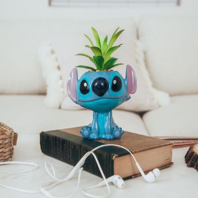 Disney Lilo & Stitch Full Body 5-Inch Ceramic Planter with Artificial Succulent Image 3