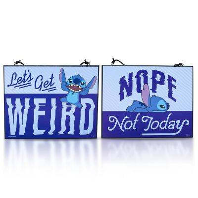 Disney Lilo & Stitch "Let's Get Weird" Reversible Hanging Sign Wall Art Image 1