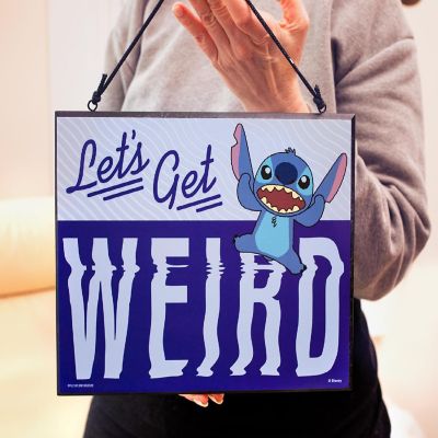 Disney Lilo & Stitch "Let's Get Weird" Reversible Hanging Sign Wall Art Image 3