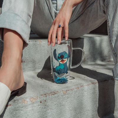 Disney Lilo & Stitch "Ohana Means Family" Confetti Glass Mug  Holds 15 Ounces Image 2