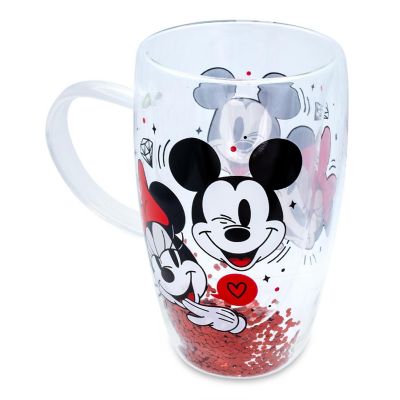 Disney Mickey and Minnie Hearts & Diamonds Confetti Glass Mug  Holds 15 Ounces Image 2