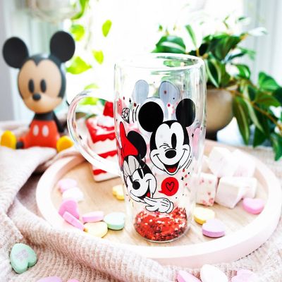 Disney Mickey and Minnie Hearts & Diamonds Confetti Glass Mug  Holds 15 Ounces Image 3