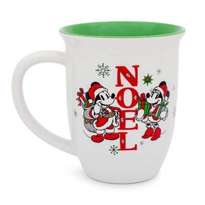 Disney Mickey and Minnie Mouse "Noel" Wide Rim Latte Mug  Holds 16 Ounces Image 1