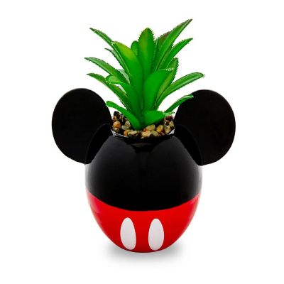 Disney Mickey Mouse 3-Inch Ceramic Mini Planter with Artificial Succulent Image 1