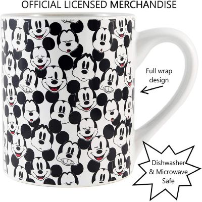 Disney Mickey Mouse Allover Faces Ceramic Mug  Holds 14 Ounces Image 2