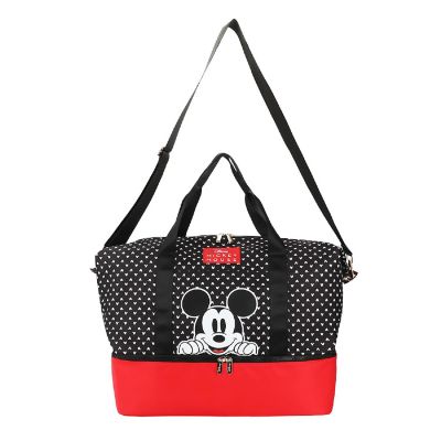 Disney Mickey Mouse Peeking Black 18" Nylon Duffle Bag Image 1