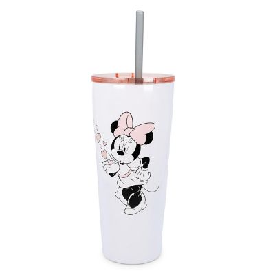 Disney Minnie and Mickey Kiss Hearts 22 Ounce Stainless Steel Tumbler Image 1