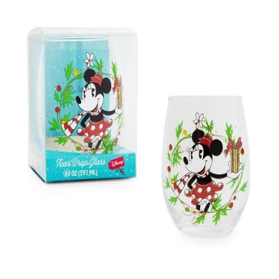 Disney Minnie Mouse Christmas Wreath Stemless Wine Glass  Holds 20 Ounces Image 1