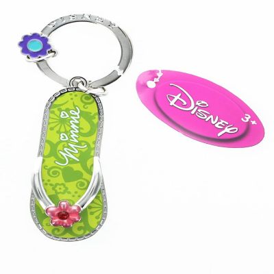Disney Minnie Mouse Green Flip Flop Pewter Key Ring Image 1