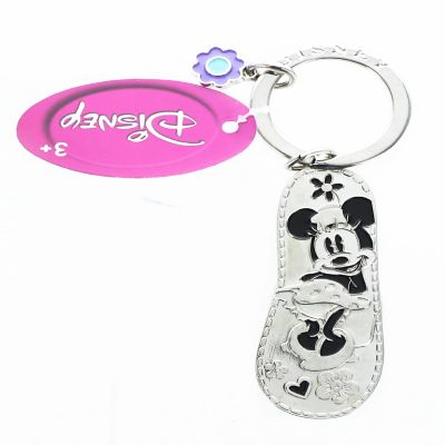 Disney Minnie Mouse Green Flip Flop Pewter Key Ring Image 1
