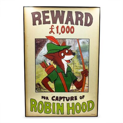 Disney Robin Hood Reward Poster Wood Wall Art Sign Image 1