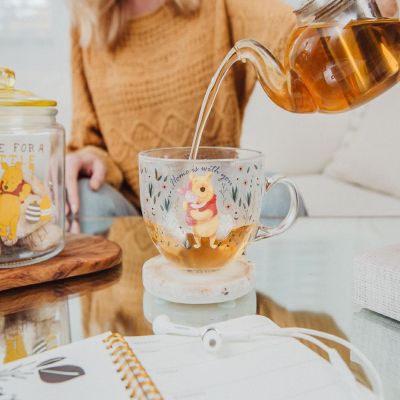 Disney Winnie the Pooh and Piglet Floral Glass Mug  Holds 16 Ounces Image 3