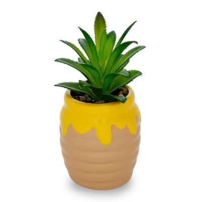 Disney Winnie The Pooh Hunny Pot Ceramic Mini Planter with Artificial Succulent Image 1