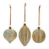 Distressed Blue Ribbed Glass Ornament (Set Of 12) 4"H, 4"H, 5.5"H Image 1