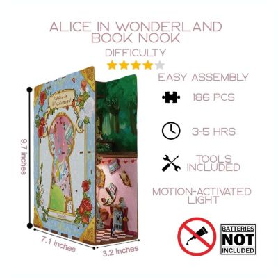 DIY 3D Book Nook Kit Alice's Adventure 184pcs Image 1
