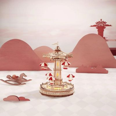 DIY 3D Mechanical Puzzle - Electro Mechanical Parachute Tower 184Pcs Image 3