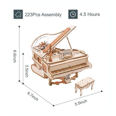 DIY 3D Music Box Puzzle Magic Piano 223pcs Image 1