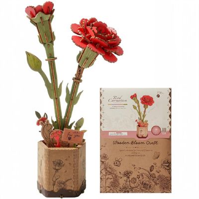 DIY 3D Wood Puzzle Red Carnation 124pcs Image 2