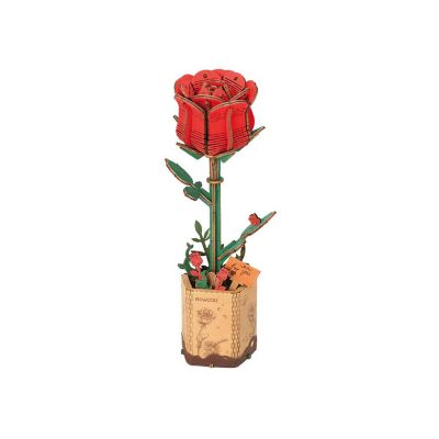 DIY 3D Wood Puzzle Red Rose 106pcs Image 1