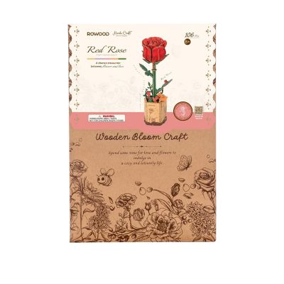 DIY 3D Wood Puzzle Red Rose 106pcs Image 1