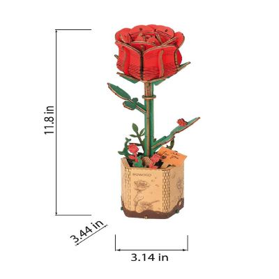 DIY 3D Wood Puzzle Red Rose 106pcs Image 3