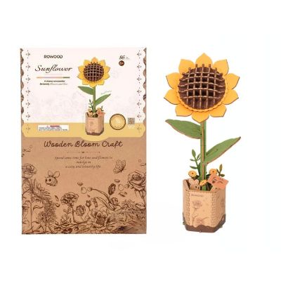 DIY 3D Wood Puzzle Sunflower 86pcs Image 1