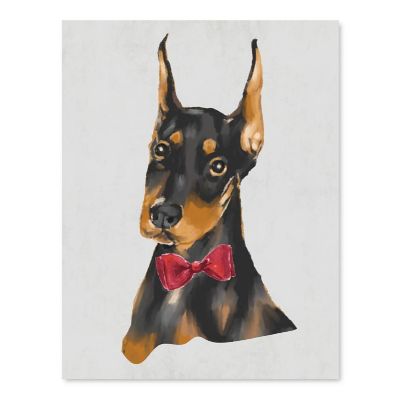 Doberman Print Red Bow 8.5x11in Image 1