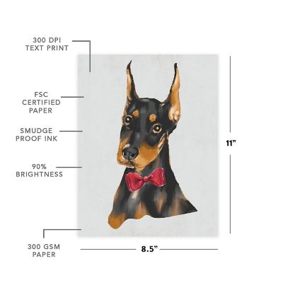 Doberman Print Red Bow 8.5x11in Image 1