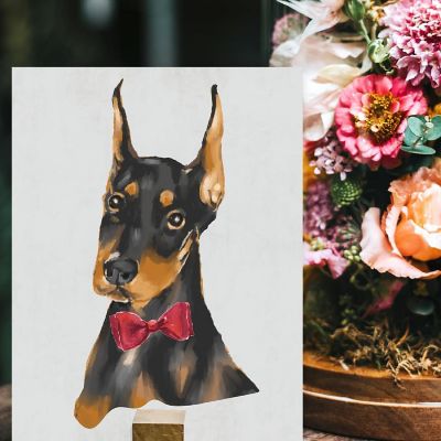 Doberman Print Red Bow 8.5x11in Image 2