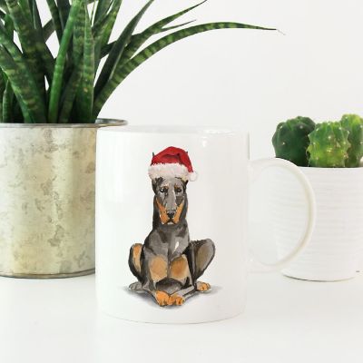 Doberman Santa Hat Ceramic Mug Image 1