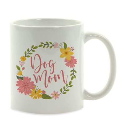Dog Mom Floral Wreath Ceramic Mug Image 2