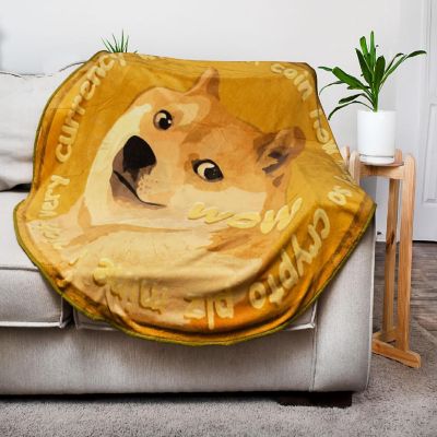 Dogecoin Cryptocurrency Round Fleece Throw Blanket  60 Inches Image 2