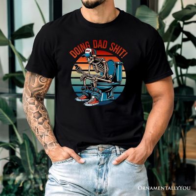 Doing Dad Stuff Skeleton T-Shirt, Black Funny Retro Tee for Bold Fathers, Medium Image 3