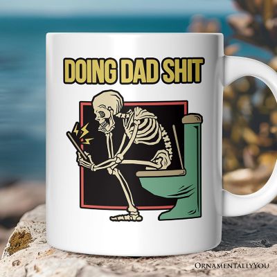 Doing Dad Things Mug, Funny Toilet Skeleton Gift For Dad Image 2