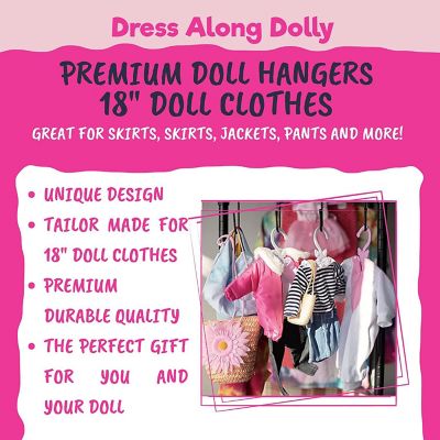 Doll Full-Outfit Clothes Hangers for 18" Dolls - 12pk - Unique Design Holds Your Top and Bottom at Once Including Dresses, Pants, Shirts, Skirts, and Accessorie Image 1