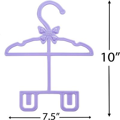 Doll Full-Outfit Clothes Hangers for 18" Girl Dolls - 12pk - Unique Design Holds Your Top and Bottom at Once Including Dresses, Pants, Shirts, Skirts, and Acces Image 2