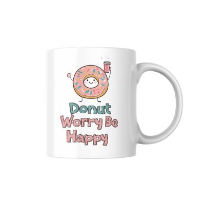 Donut Worry Be Happy Mug by Dancing Littles Jungle Image 1