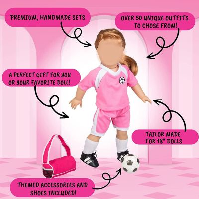 Dress Along Dolly Basketball Uniform Outfit for American 18" Dolls (8 pc Set) - Includes Premium Handmade Doll Clothes & Accessories - Sport Halloween Costume Image 3