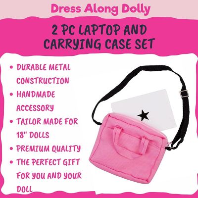 Dress Along Dolly Metal Computer Laptop with Carrying Bag for American and other 18 in Girl Dolls - Durable Metal Construction Image 1