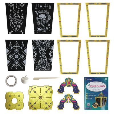 Dup Kulture Khazana: Rangoli Mandala Scratch Art Lantern Diy Craft Kit Image 2