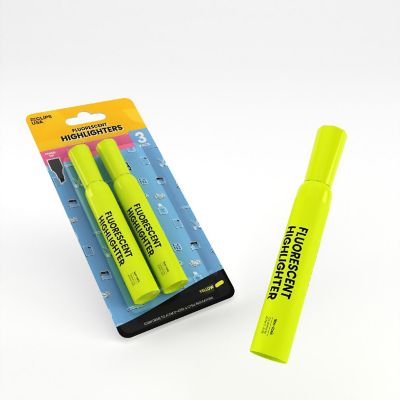E-Clips USA Fluorescent Highlighter Pen - Yellow, 3 Pack, Chisel-Tip , 36 Units Image 1